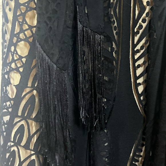 Farm Rio for Anthropologie Devore Velvet Maxi Dress XL Crochet-Inspired Black - Picture 6 of 10
